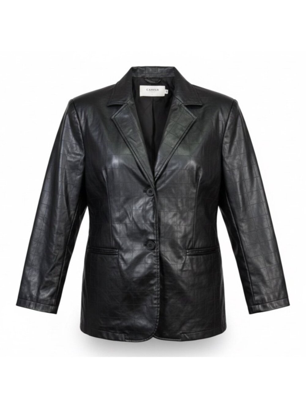 4th & Reckless Womens Black Faux Leather Croc-Embossed Blazer Jacket Size XXL